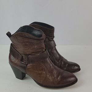Paul Green Strappy Brown Leather Handmade Women's Ankle Boots